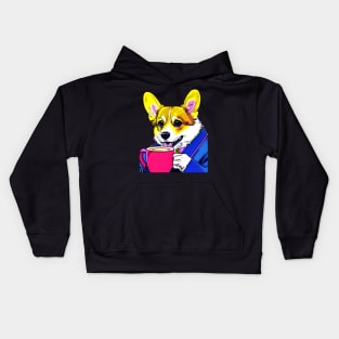 Corgi And Coffee Kids Hoodie